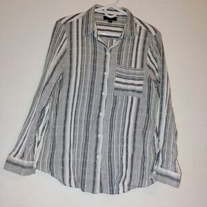 Anthropologie RD+Koko Striped Black and White Women's Shirt